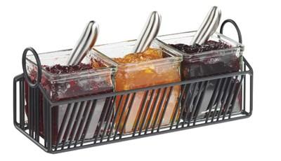 Cal-Mil 4101-3-13 Portland Condiment Jar Caddy with (3) Glass Jars