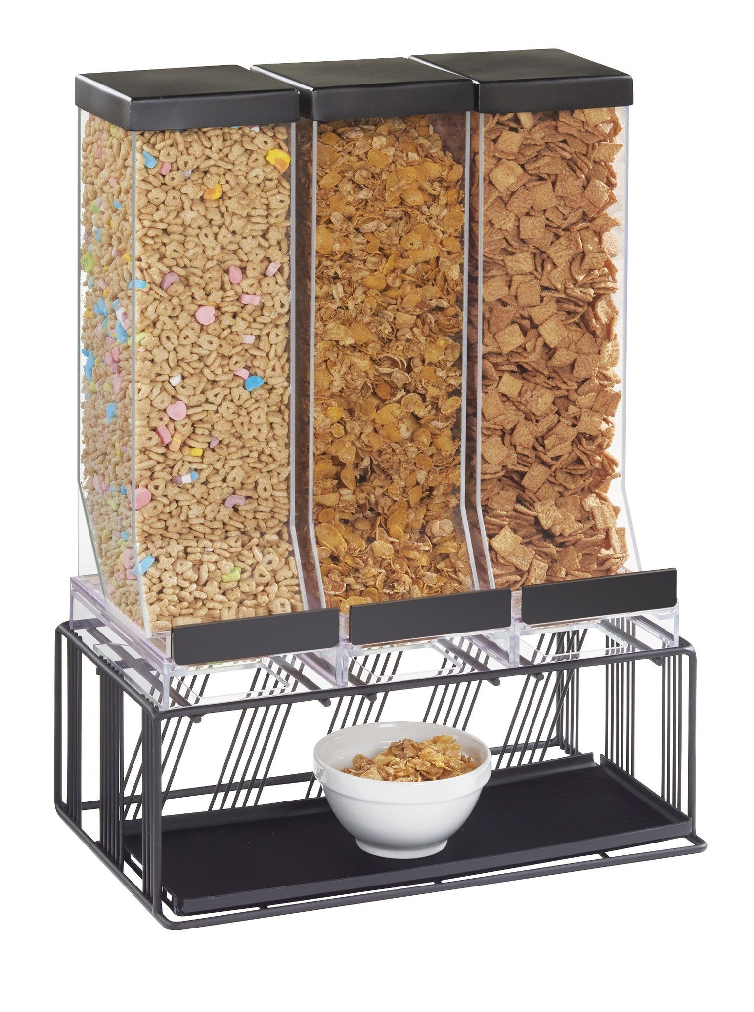 Cal-Mil 4108-13 Portland 3 Compartment Cereal Dispenser, Plastic, Wire, Black