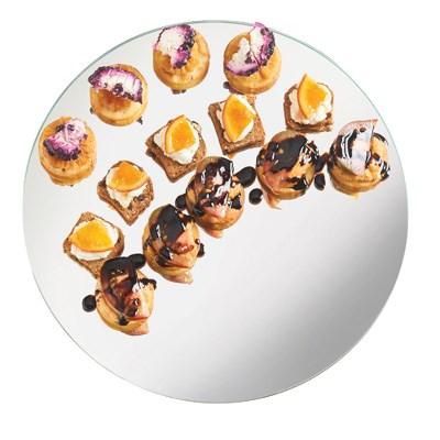 Cal-Mil 414-16 16" Round Display Tray - Acrylic, Mirror