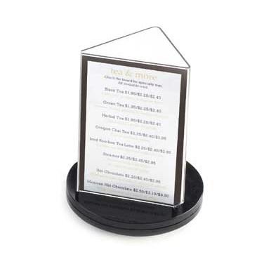 Cal-Mil 507 3 Sided Tabletop Menu Card Holder - 4" X 6", Black, Acrylic