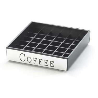 Cal-Mil 632-1 4" Square Coffee Engraved Drip Tray, Black with Silver Trim