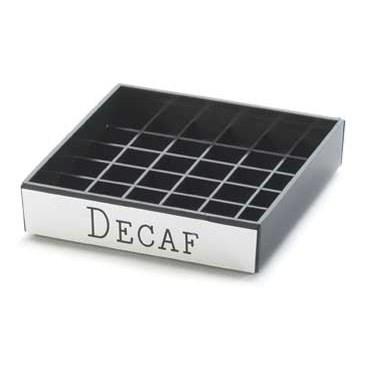 Cal-Mil 632-2 4" Square Decaf Engraved Drip Tray, Black with Silver Trim