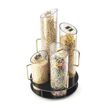 Cal-Mil 723 Four Bin Turntable Cereal Dispenser with Black ABS Base