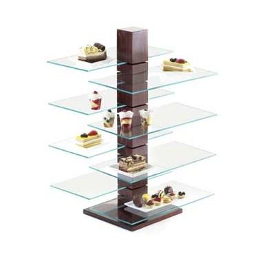 Cal-Mil 791-52 9" Square Buffet Riser - 32.5"H, Dark Wood