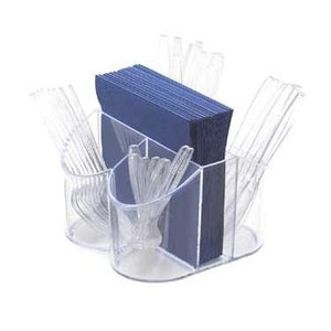 Cal-Mil 910 Classic Silverware & Napkin Caddy - 5"H, Clear Plastic