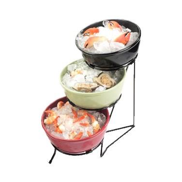 Cal-Mil C1222-8 Tiered Bowl Rack with Black Frame & (3) 8" Rings