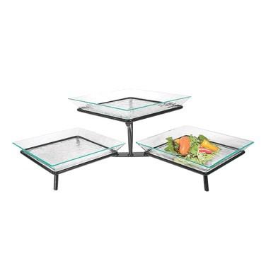 Cal-Mil GL1600-13 3 Tier Square Glacier Tray Display - Green Acrylic, Black