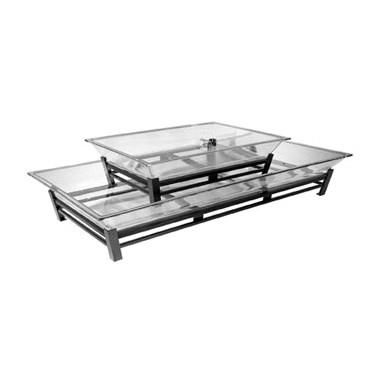 Cal-Mil IP402-13 Rectangular Ice Display Pedestal - 2 Tier, Drain, Black