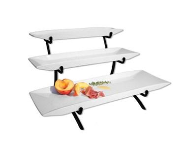 Cal-Mil PP103-13 3 Step Rectangular Platter Display - 22"L, Porcelain, Black