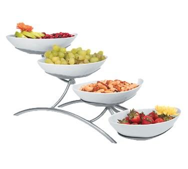 Cal-Mil PP2000-39 4 Tier Oval Bowl Display - Porcelain, Platinum