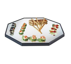 Cal-Mil RR241 24" Octagonal Mirror Tray with Raised Black Rim, Glass