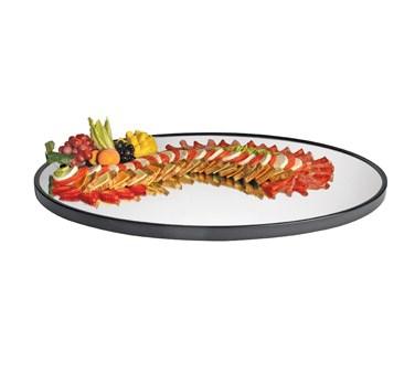 Cal-Mil RR242 24" X 18" Oval Mirror Tray with Raised Black Rim, Glass