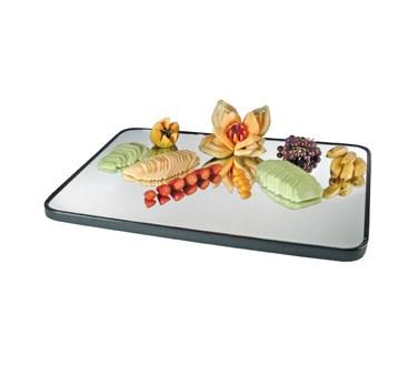 Cal-Mil RR403 28" X 40" Rectangular Mirror Tray with Raised Black Rim, Glass