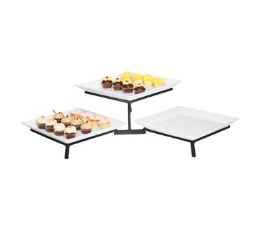 Cal-Mil SR1600-13 2 Tier Square Sierra Platter Display Stand - Podium Style, Black