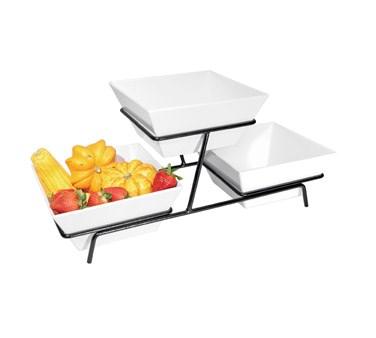 Cal-Mil SR2030-13 2 Tier Square Gourmet Bowl Display - Melamine, Black