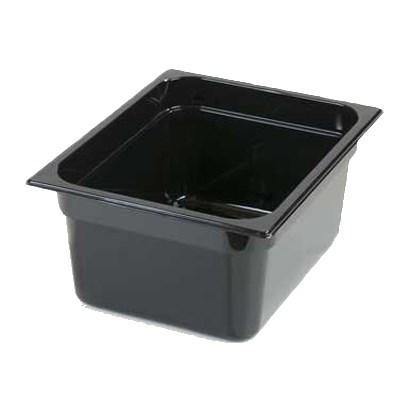 Carlisle 10222B03 Storplus 1/2 Size Black Food Pan - 6" Deep, Polycarbonate