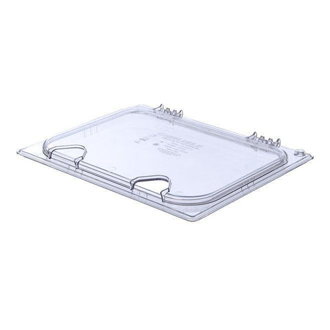 Carlisle 10239Z07 Storplus EZ Access 1/2 Size Clear Polycarbonate Hinged Lid with One Notch