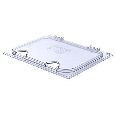 Carlisle 10240Z07 Storplus EZ Access 1/2 Size Clear Polycarbonate Hinged Lid with Two Notches