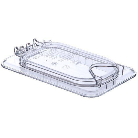 Carlisle 10338Z07 Storplus EZ Access 1/9 Size Clear Polycarbonate Hinged Lid with Handle