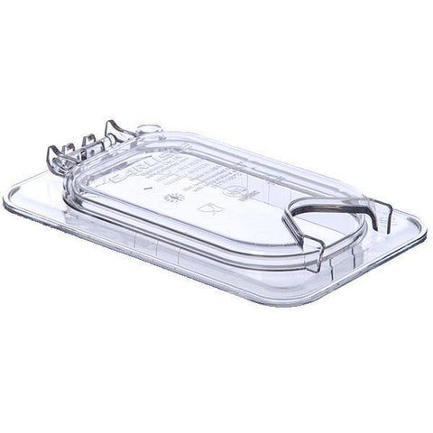 Carlisle 10339Z07 Storplus EZ Access 1/9 Size Clear Polycarbonate Hinged Lid with One Notch