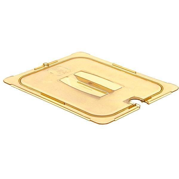 Carlisle 10431U13 Storplus 1/2 Size Amber Universal High Heat Handled Lid with Spoon Notch