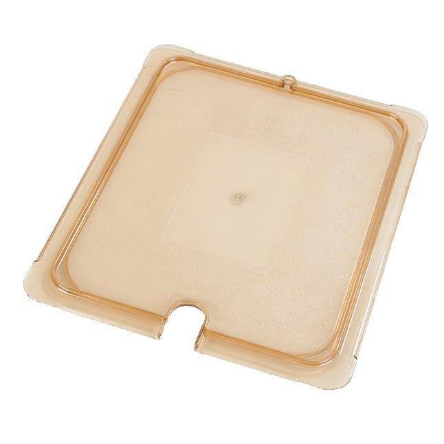 Carlisle 10437U13 Storplus 1/2 Size Amber Universal High Heat Flat Lid with Spoon Notch