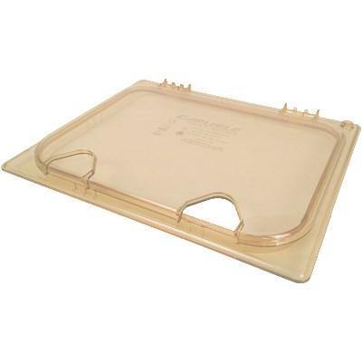 Carlisle 10438Z13 Storplus EZ Access 1/2 Size Amber High Heat Hinged Lid with Two Handles
