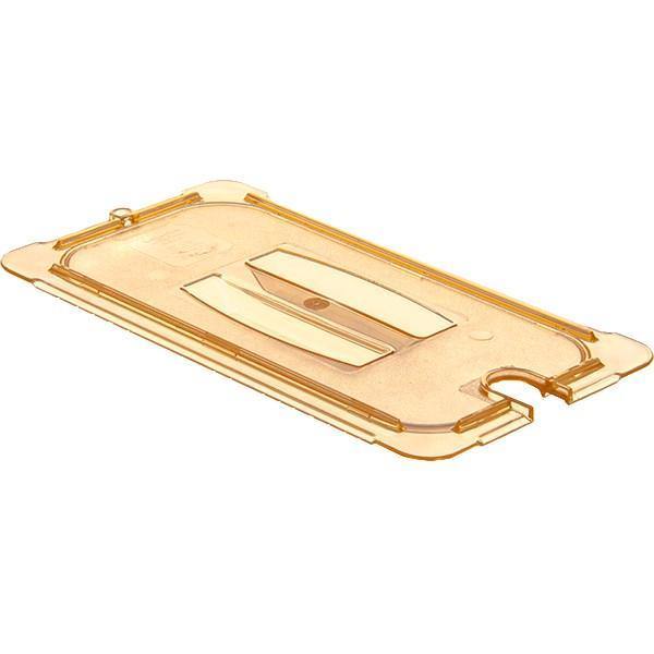 Carlisle 10471U13 Storplus 1/3 Size Amber Universal High Heat Handled Lid with Spoon Notch