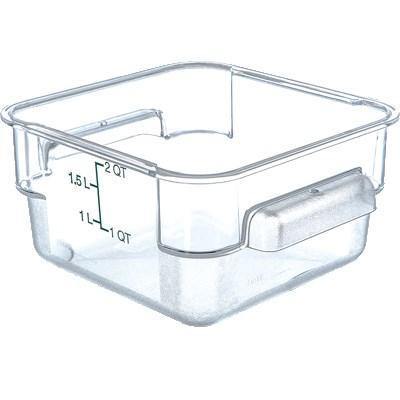 Carlisle 1072007 Storplus 2 Qt. Clear Square Food Storage Container with Green Graduations, Polycarbonate