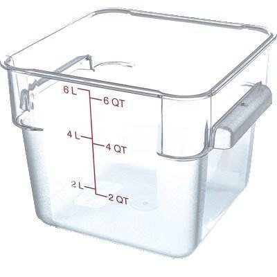 Carlisle 1072207 Storplus 6 Qt. Clear Square Food Storage Container with Red Graduations, Polycarbonate