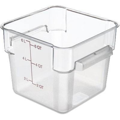 Carlisle 10722AF07 Storplus Allergen-Free 6 Qt. Clear Square Food Storage Container with Purple Gradations, Polycarbonate