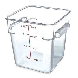 Carlisle 10723-207 Storplus 8 Qt. Clear Square Food Storage Container with Red Lid, Polycarbonate