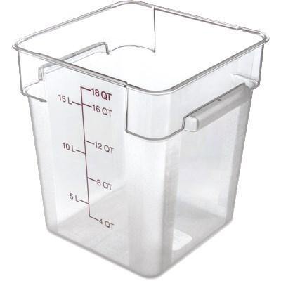 Carlisle 10725AF07 Storplus Allergen-Free 18 Qt. Clear Square Food Storage Container with Purple Gradations, Polycarbonate