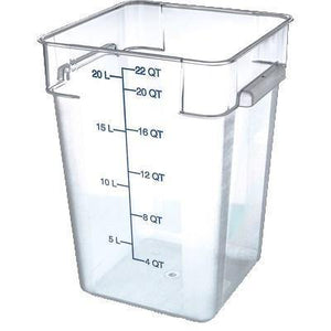 Carlisle 1072607 Storplus 22 Qt. Clear Square Food Storage Container with Blue Graduations, Polycarbonate