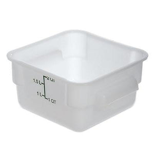 Carlisle 10730-302 Storplus 2 Qt. White Square Food Storage Container with Dark Green Lid, Polyethylene