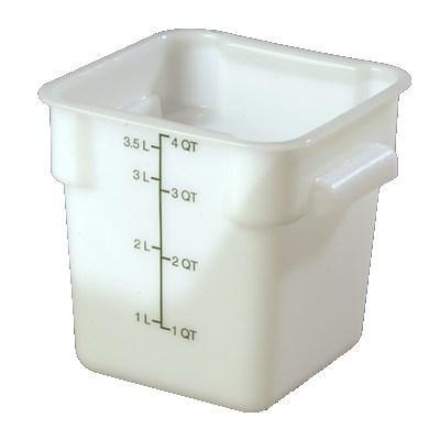 Carlisle 1073102 Storplus 4 Qt. White Square Food Storage Container, Polyethylene