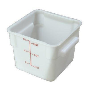 Carlisle 1073202 Storplus 6 Qt. White Square Food Storage Container, Polyethylene