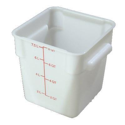 Carlisle 1073302 Storplus 8 Qt. White Square Food Storage Container, Polyethylene