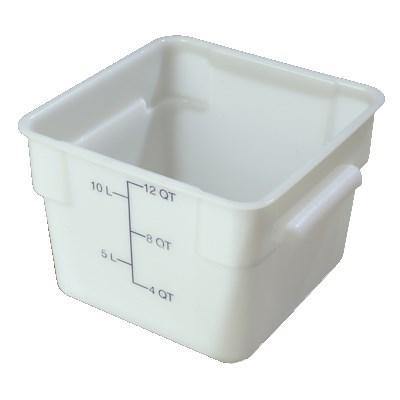 Carlisle 1073402 Storplus 12 Qt. White Square Food Storage Container, Polyethylene