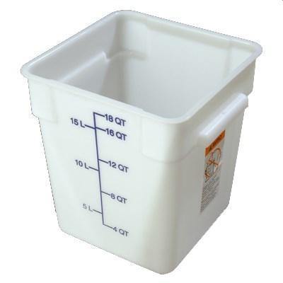 Carlisle 1073502 Storplus 18 Qt. White Square Food Storage Container, Polyethylene