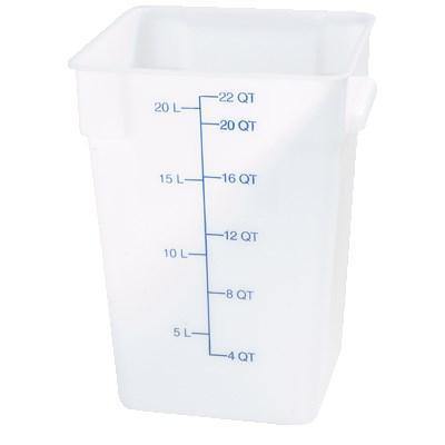 Carlisle 1073602 Storplus 22 Qt. White Square Food Storage Container, Polyethylene