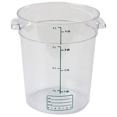 Carlisle 1076407 Storplus 4 Qt. Clear Round Food Storage Container, Polycarbonate