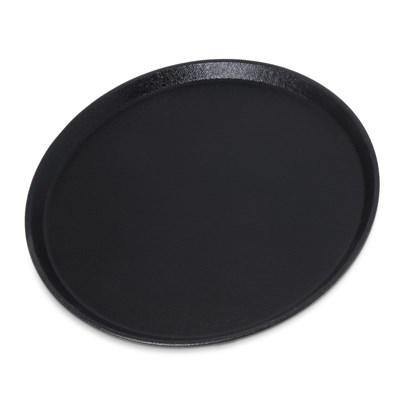 Carlisle 1100GR2004 Round 11"D Black Non Skid Fiberglass Serving Tray