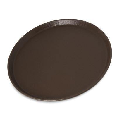 Carlisle 1100GR2076 Round 11"D Brown Non Skid Fiberglass Serving Tray