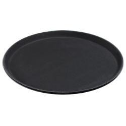 Carlisle 1400GL004 Griplite 14" Black Round Non Skid Serving Tray