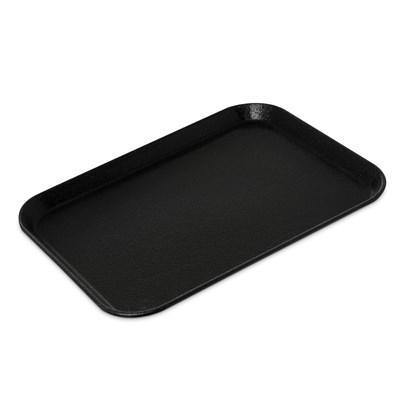 Carlisle 1814GR2004 Rectangular 18"L X 14"W Black Non Skid Fiberglass Serving Tray