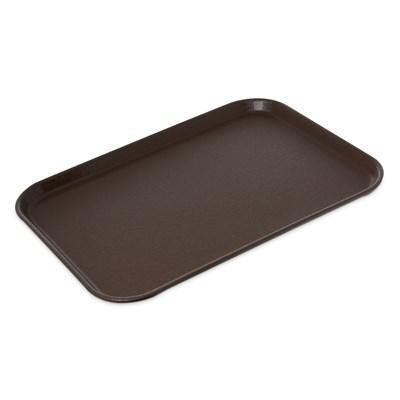 Carlisle 1814GR2076 Rectangular 18"L X 14"W Brown Non Skid Fiberglass Serving Tray