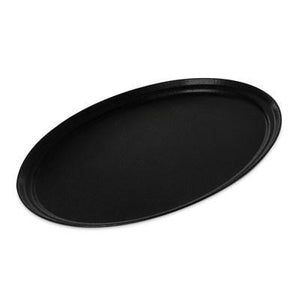 Carlisle 2500GR2004 Oval 24"L X 19"W Black Non Skid Fiberglass Serving Tray