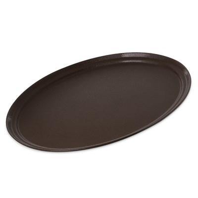 Carlisle 2500GR2076 Oval 24"L X 19"W Brown Non Skid Fiberglass Serving Tray