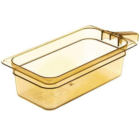 Carlisle 30861H13 Storplus 1/3 Size Amber High Heat Food Pan with Handle - 4" Deep